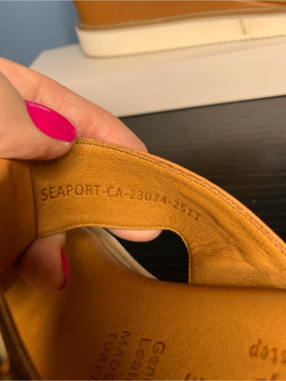 Spring Step Tan Leather Slide Sandals with Gold Accent - Picture 4 of 7